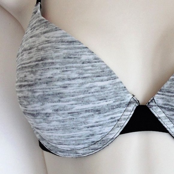 PINK Victoria's Secret Bra 32D Heather Gray Wear Everywhere Push Up U/W Padded - Picture 2 of 9